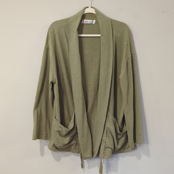 Free People Beach‎ Olive Green Open Front Cardigan size M - Picture 1 of 10